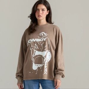 Cowboy Colostrum Liquid Gold Long Sleeve Graphic Tee Organic Cotton USA NWOT